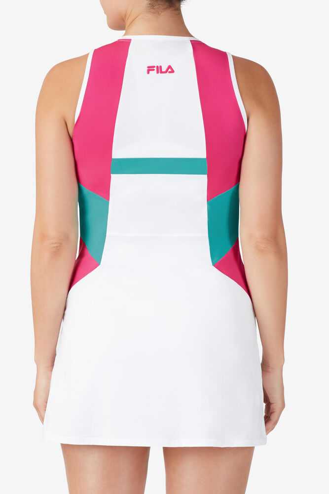 White Women's FILA Bevans Tennis Dress | USA-15218