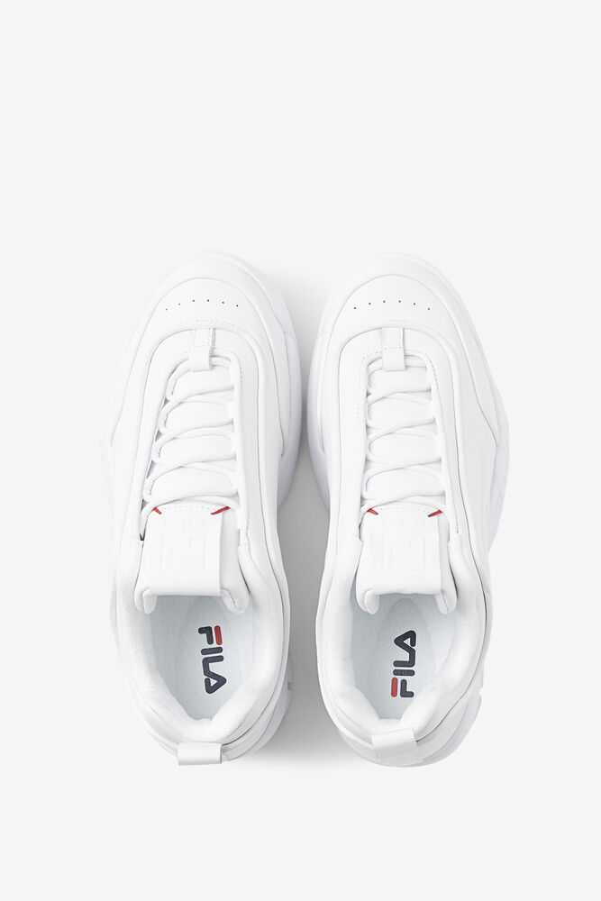 White Women's FILA Disruptor Zero Chunky Sneakers | USA-15842