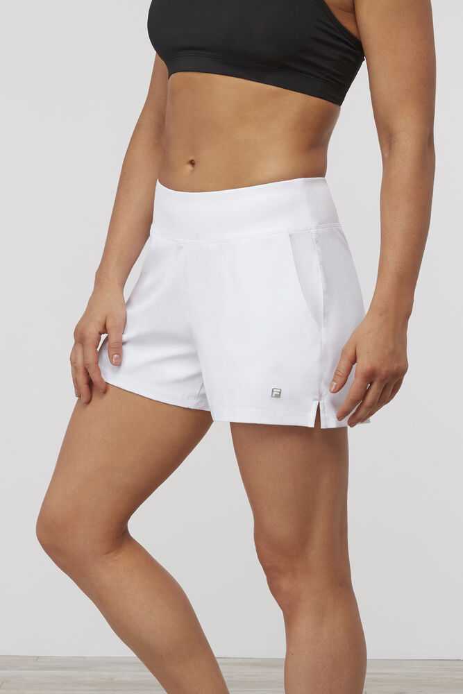 White Women's FILA Double Layer Tennis Shorts | USA-15165