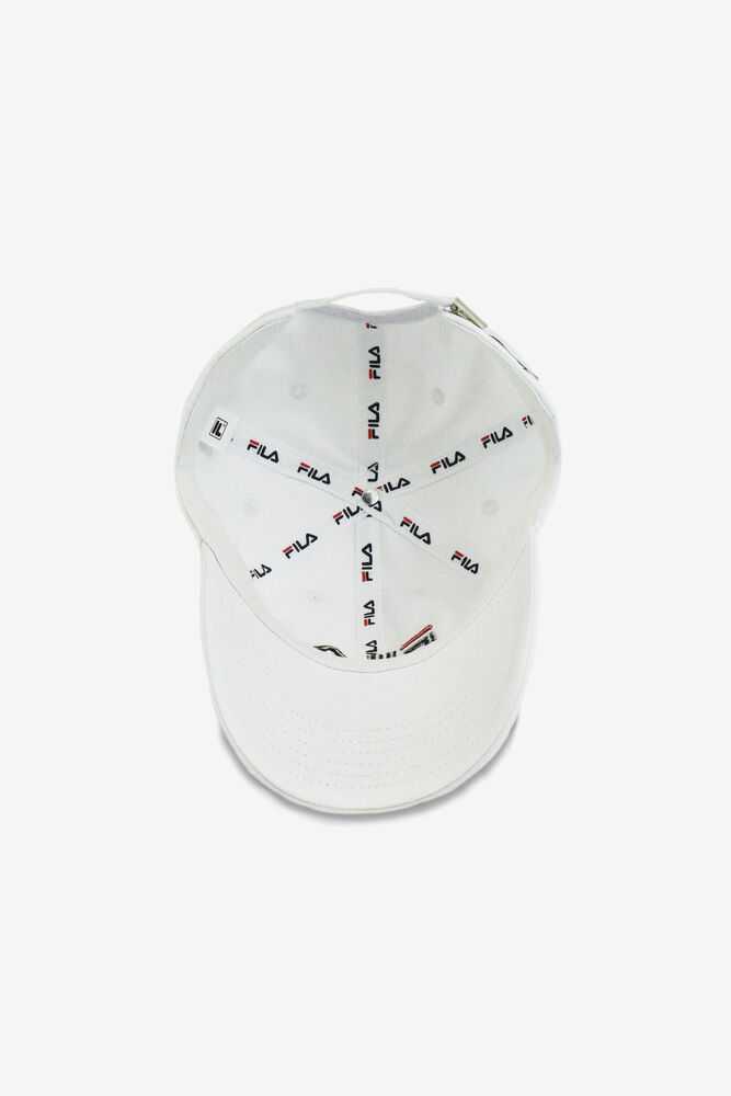 White Women's FILA Embroidered Baseball Cap | USA-15119