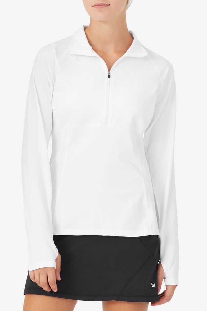 White Women's FILA Essentials Tennis Jackets | USA-15160