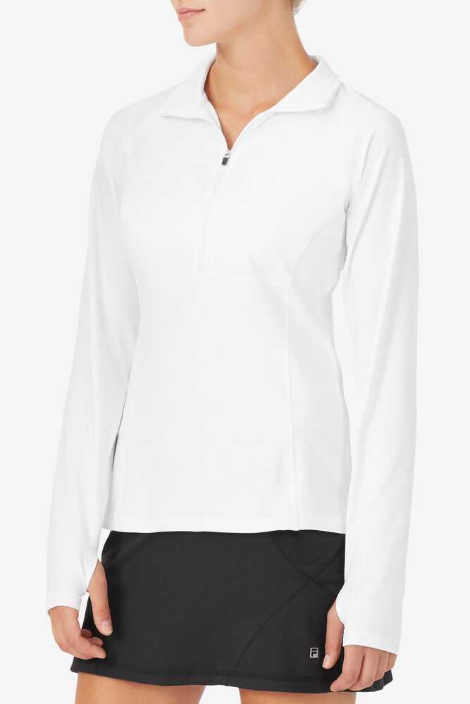 White Women's FILA Essentials Tennis Jackets | USA-15160