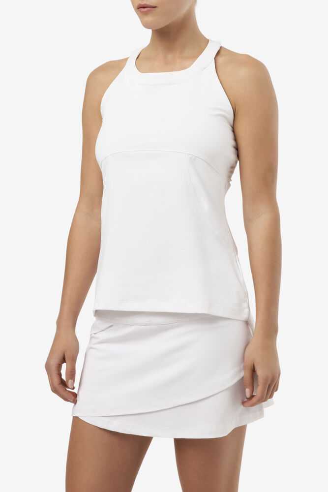 White Women's FILA Essentials Tennis Tank Top | USA-15252