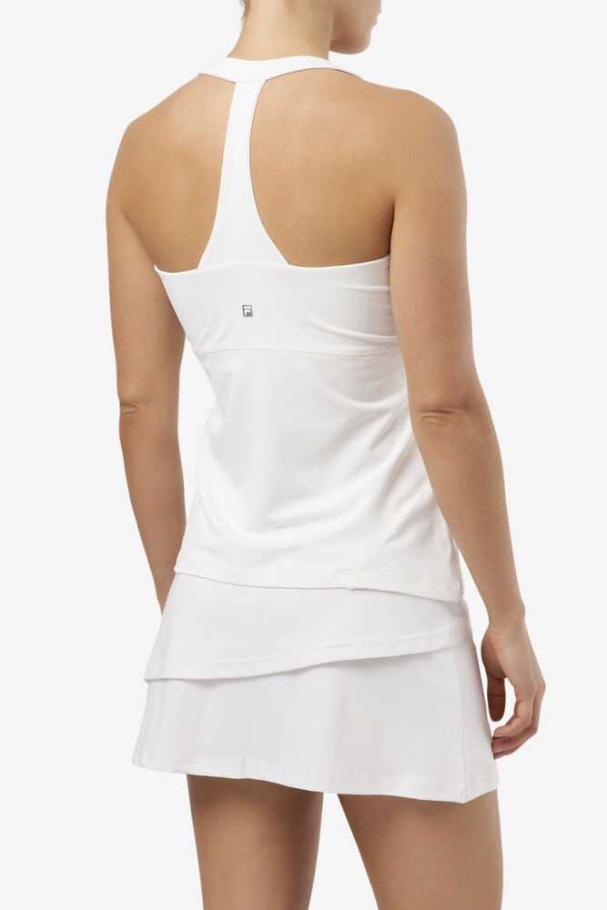 White Women's FILA Essentials Tennis Tank Top | USA-15252