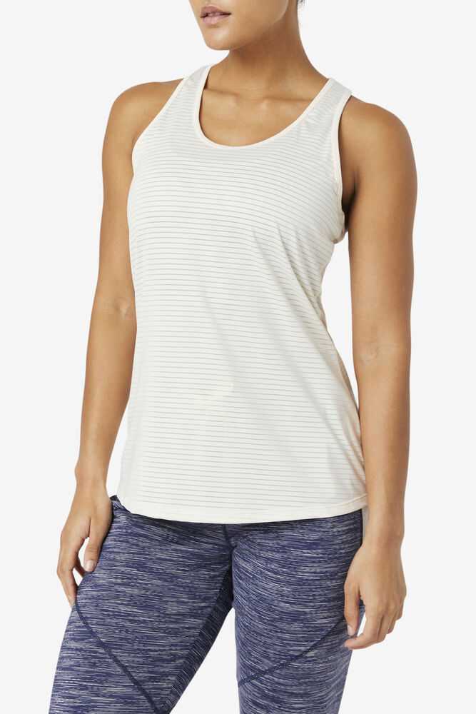 White Women's FILA Essentials Tennis Tank Top | USA-15262