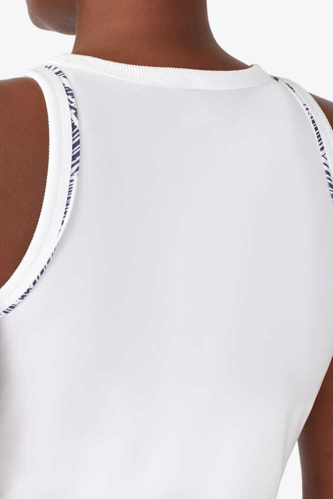 White Women's FILA Foul Line Tennis Tank Top | USA-15274