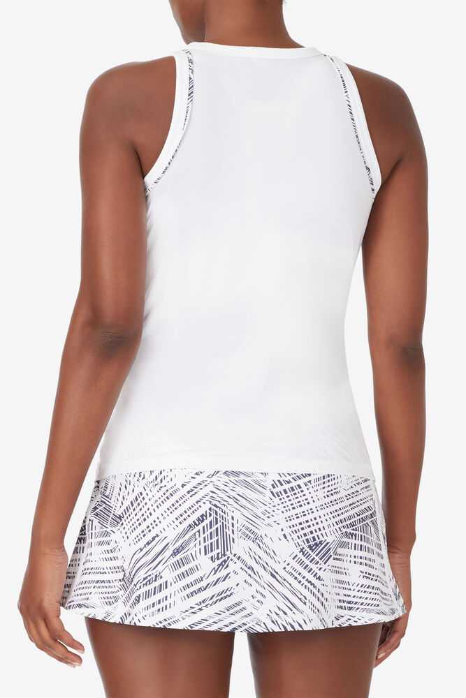 White Women's FILA Foul Line Tennis Tank Top | USA-15274