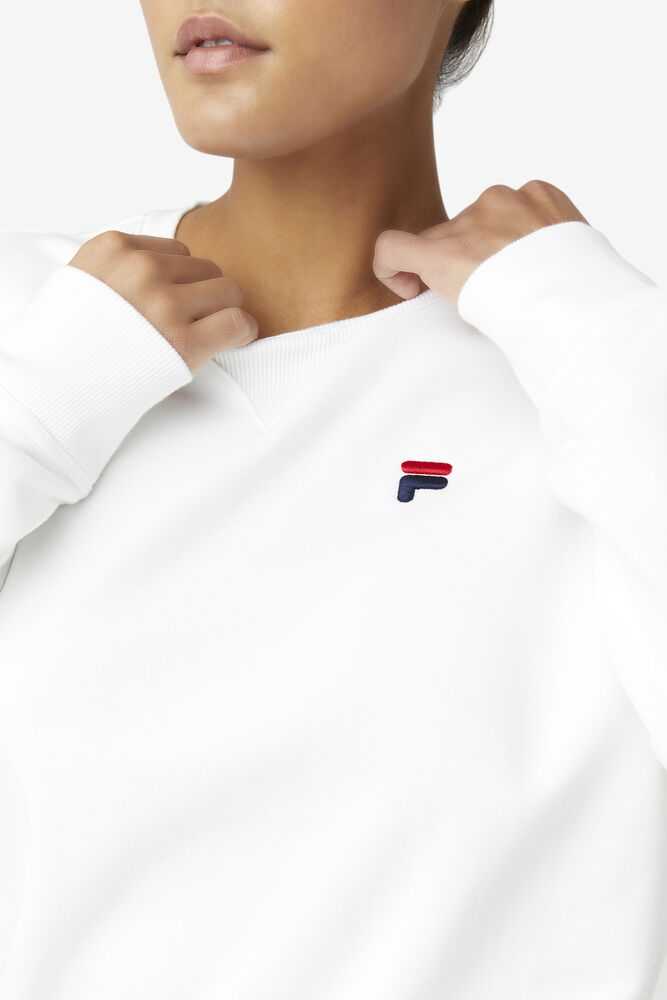 White Women's FILA Kieve Sweatshirt | USA-15653