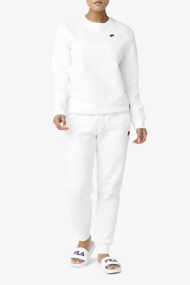 White Women's FILA Kieve Sweatshirt | USA-15653