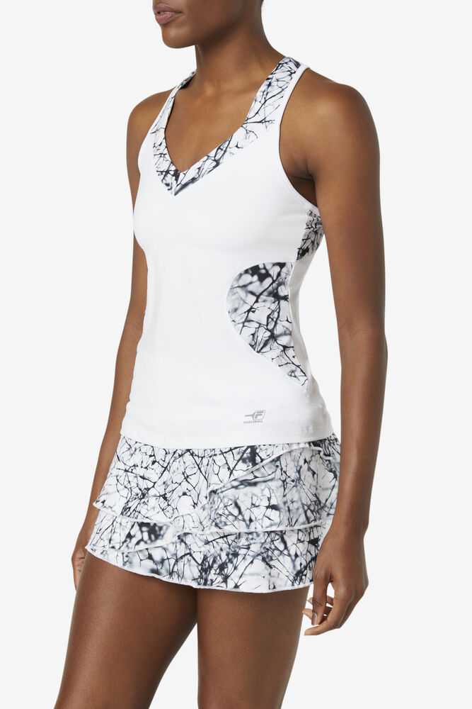 White Women's FILA Pickleball Halter Tank Top | USA-15319