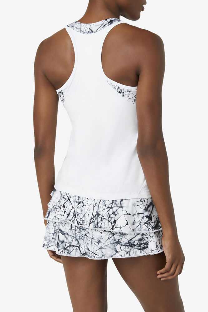 White Women's FILA Pickleball Halter Tank Top | USA-15319