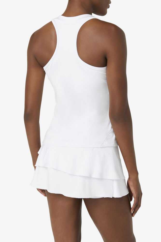 White Women's FILA Pickleball Halter Tank Top | USA-15321