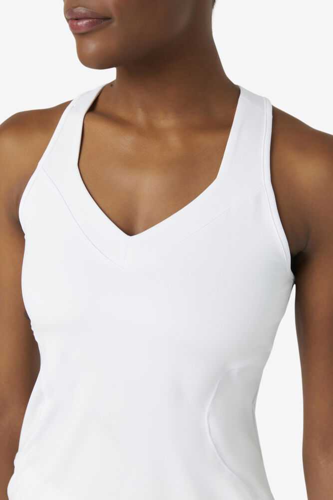 White Women's FILA Pickleball Halter Tank Top | USA-15321