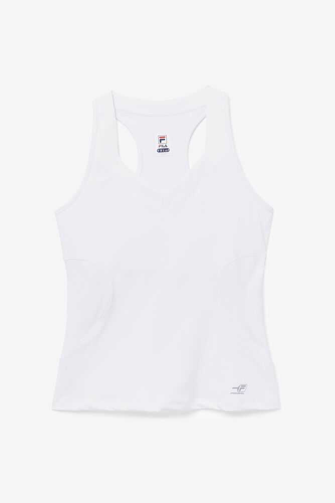 White Women\'s FILA Pickleball Halter Tank Top | USA-15321