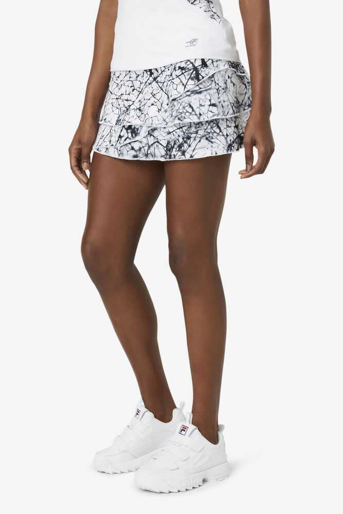 White Women's FILA Pickleball Tiered Skort T-shirts | USA-15296