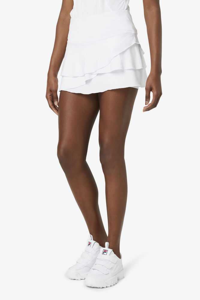 White Women's FILA Pickleball Tiered Skort T-shirts | USA-15298