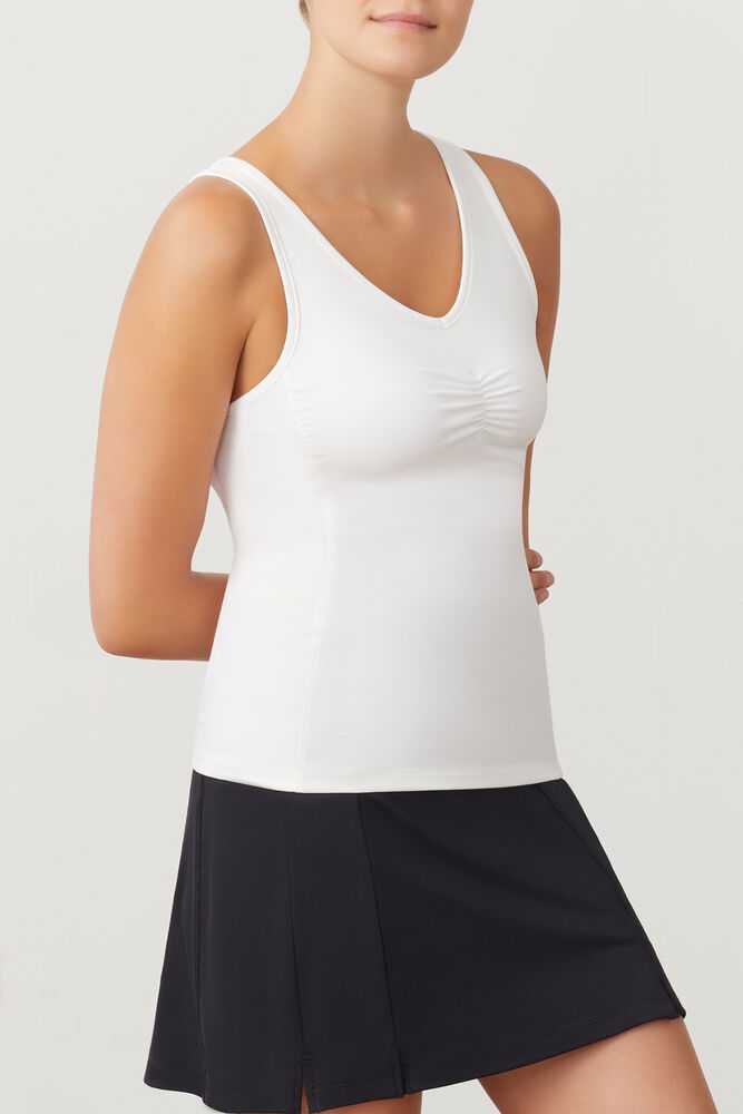 White Women's FILA Racerback Tennis Tank Top | USA-15242