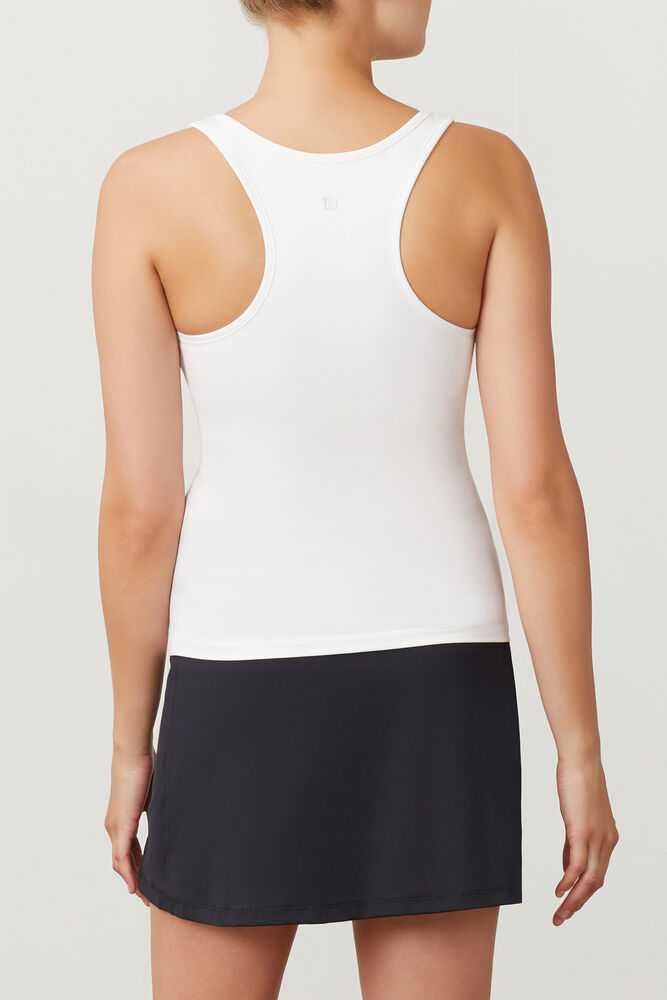 White Women's FILA Racerback Tennis Tank Top | USA-15242