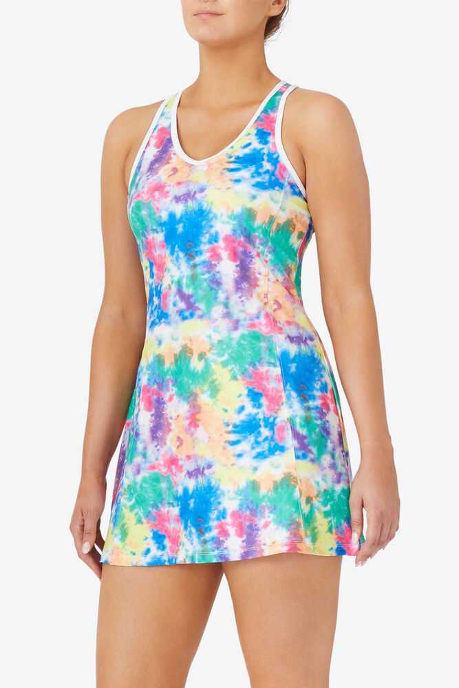 White Women's FILA Top Spin Tennis Dress | USA-15194