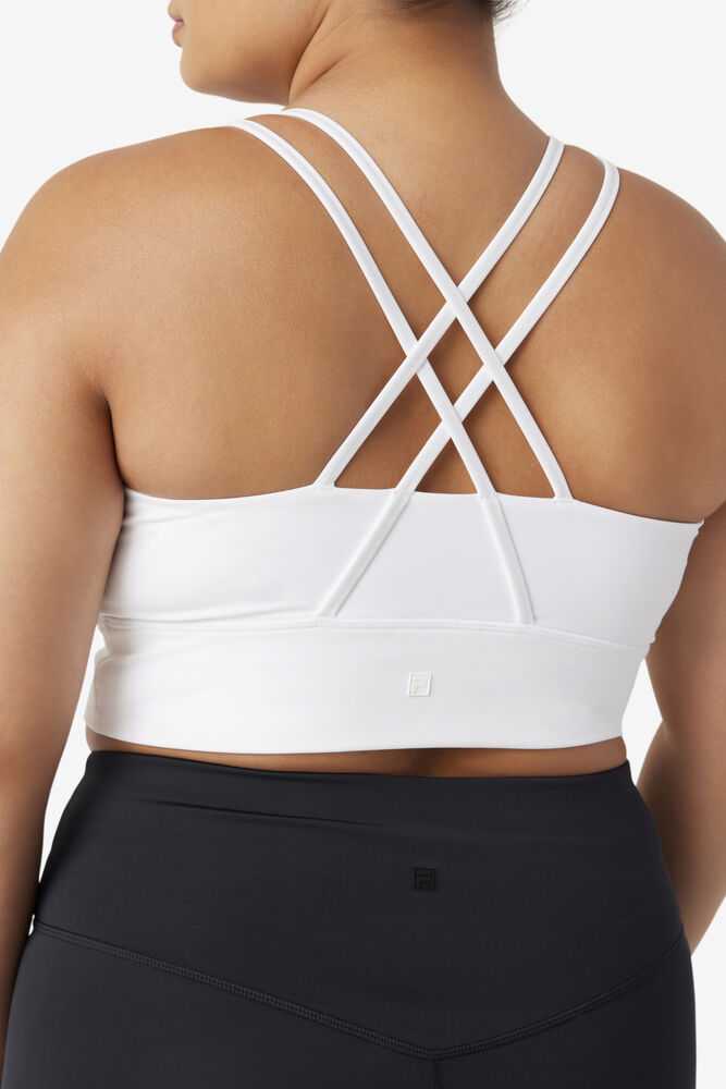 White Women's FILA Uplift Cross Back Sport Bra | USA-15439