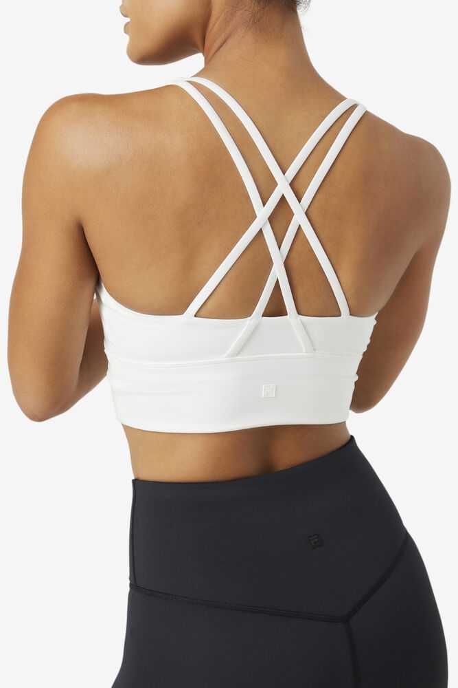 White Women's FILA Uplift Cross Back Sport Bra | USA-15463