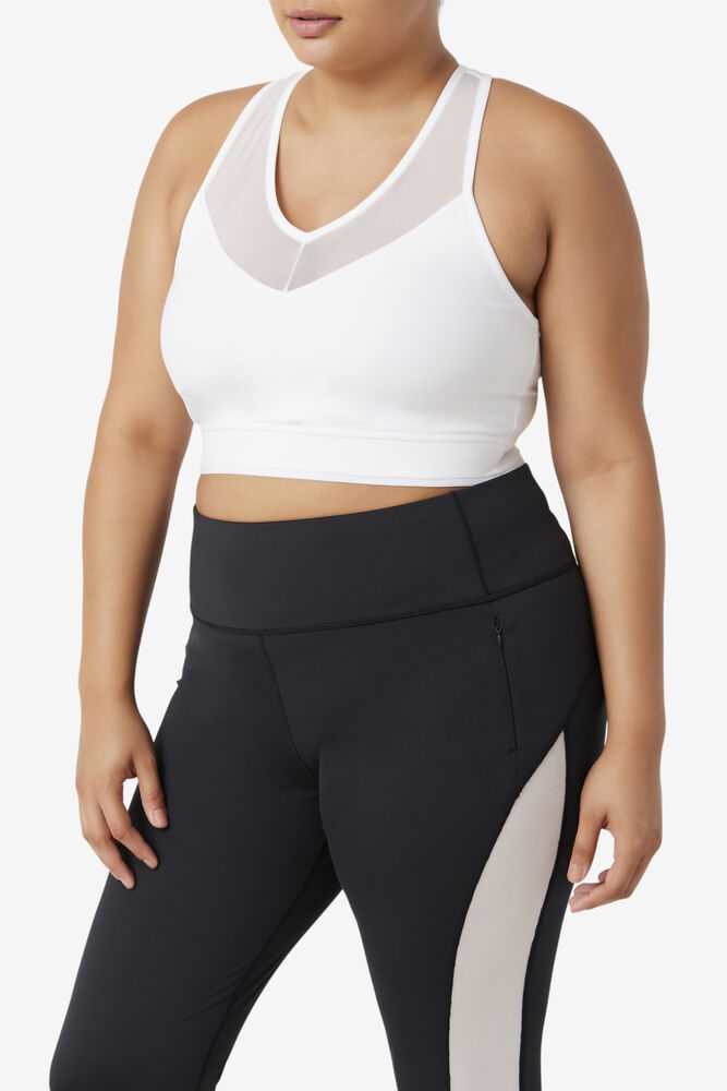 White Women's FILA Uplift Racerback Sport Bra | USA-15460