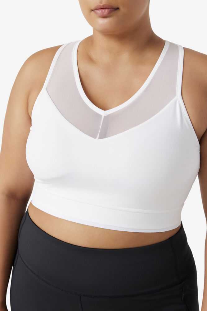 White Women's FILA Uplift Racerback Sport Bra | USA-15460