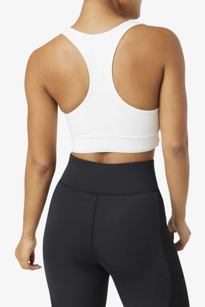 White Women's FILA Uplift Racerback Sport Bra | USA-15467