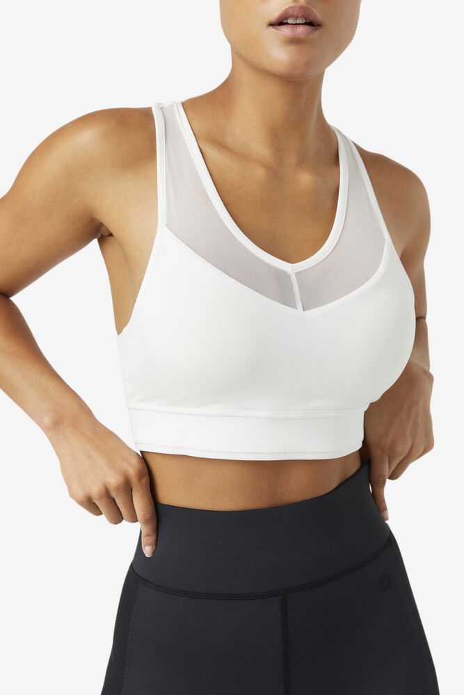 White Women's FILA Uplift Racerback Sport Bra | USA-15467