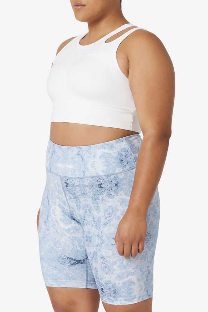 White Women's FILA Uplift Slice Crop Sport Bra | USA-15454