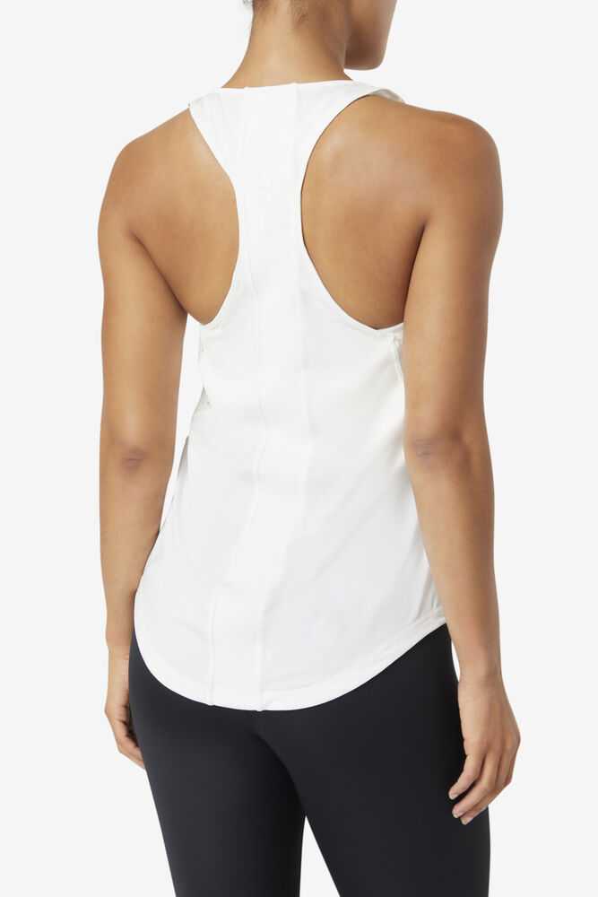 White Women's FILA Uplift Textured Workout Tank | USA-15382