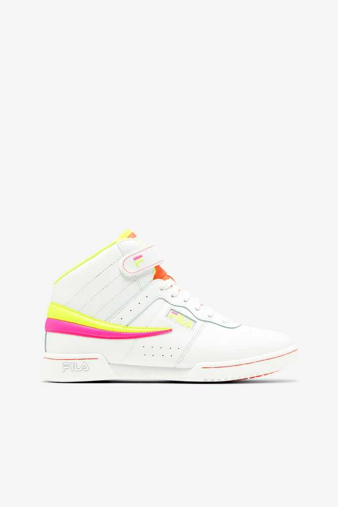 White Yellow Pink Women\'s FILA F-13 Sneakers | USA-15796