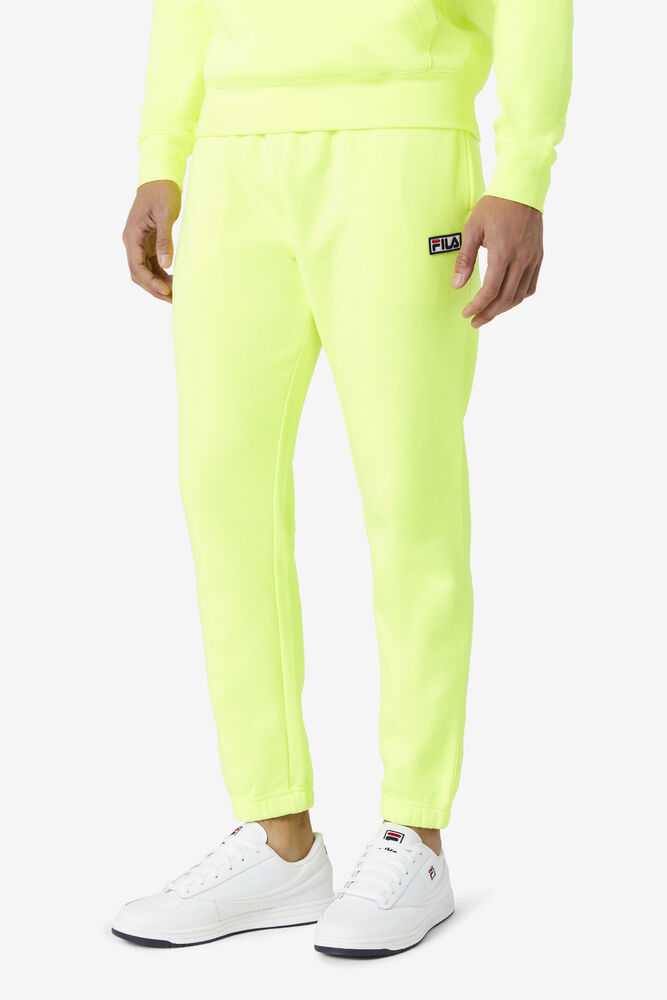 Yellow Black Men's FILA Garin Fleece Sweatpants | USA-297560