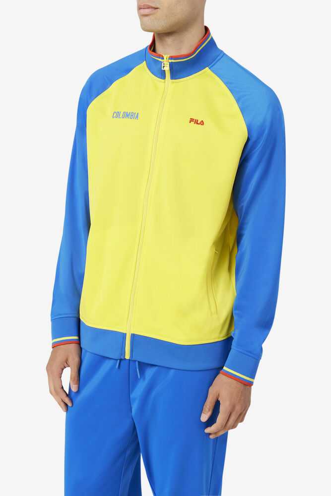 Yellow Blue Red Men's FILA Colombia Track Jackets | USA-16204