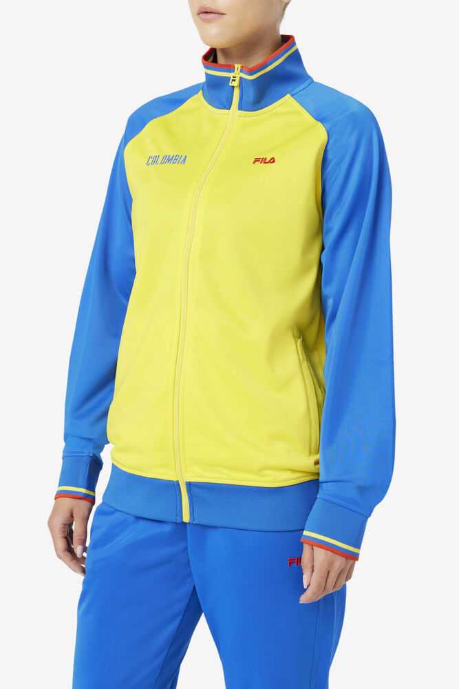 Yellow Blue Red Men's FILA Colombia Track Jackets | USA-16204