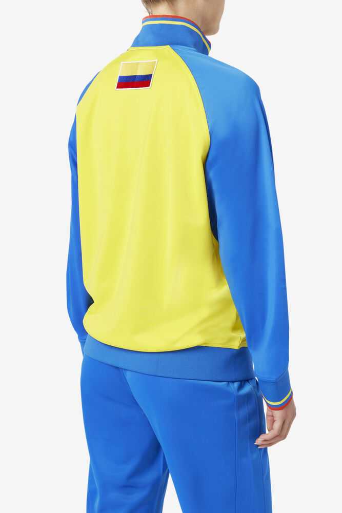 Yellow Blue Red Men's FILA Colombia Track Jackets | USA-16204