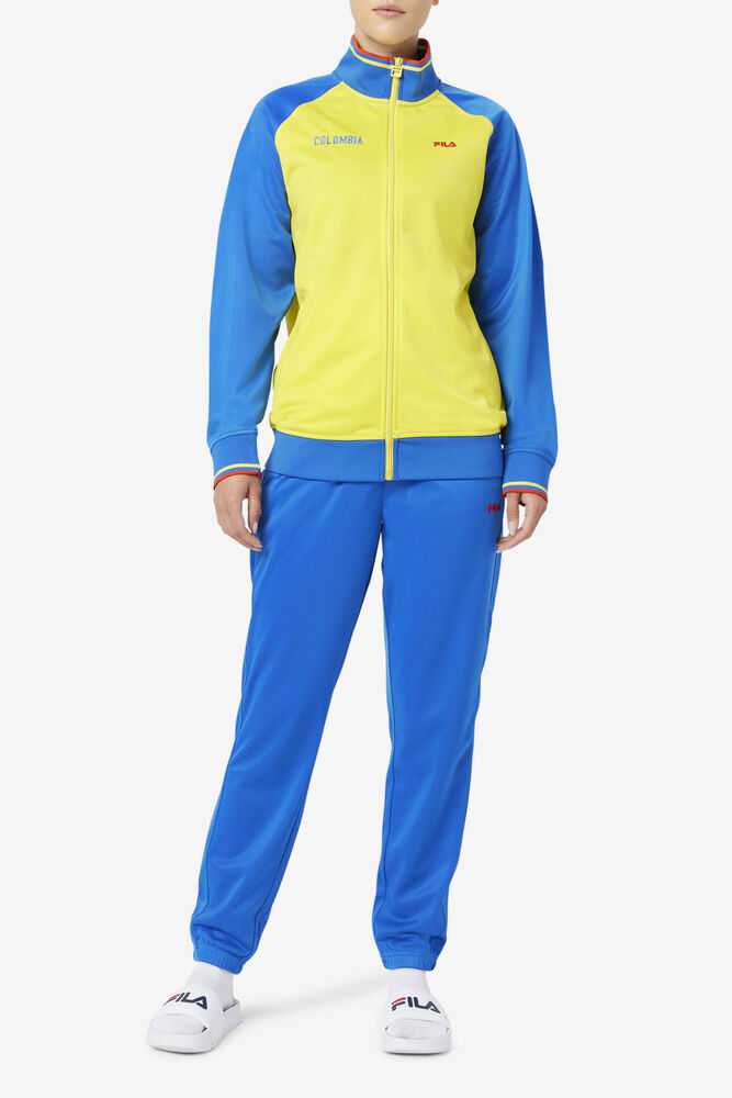 Yellow Blue Red Men's FILA Colombia Track Jackets | USA-16204