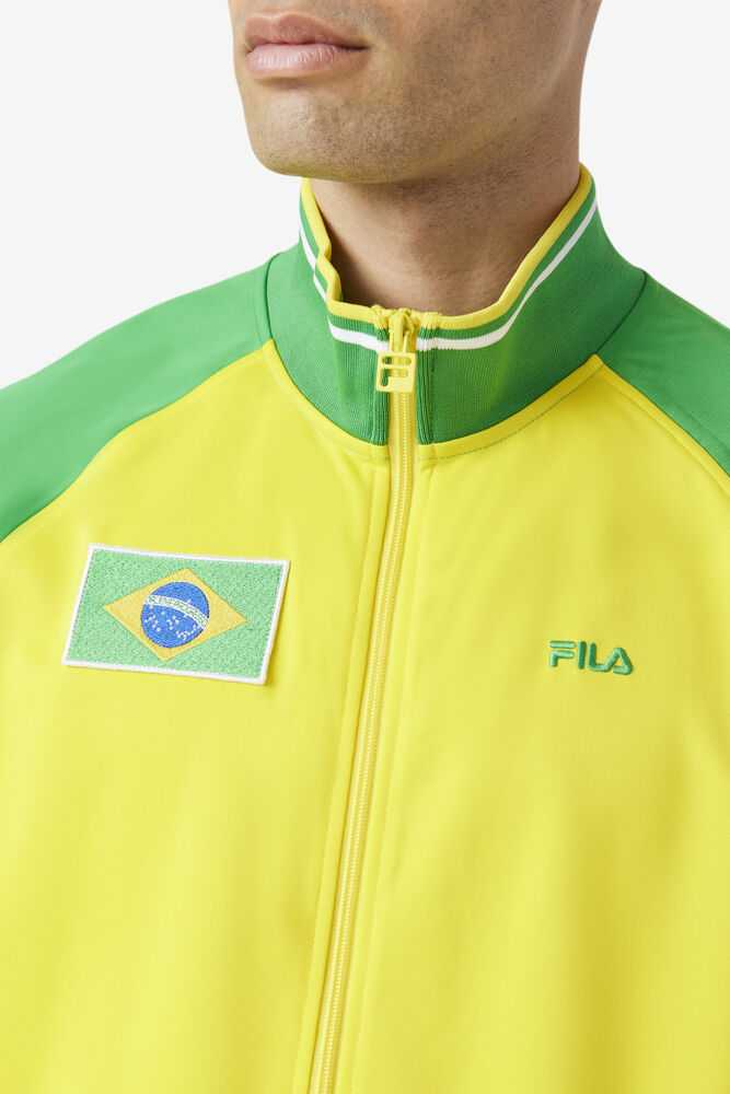 Yellow Green White Men's FILA Brazil Track Jackets | USA-16203