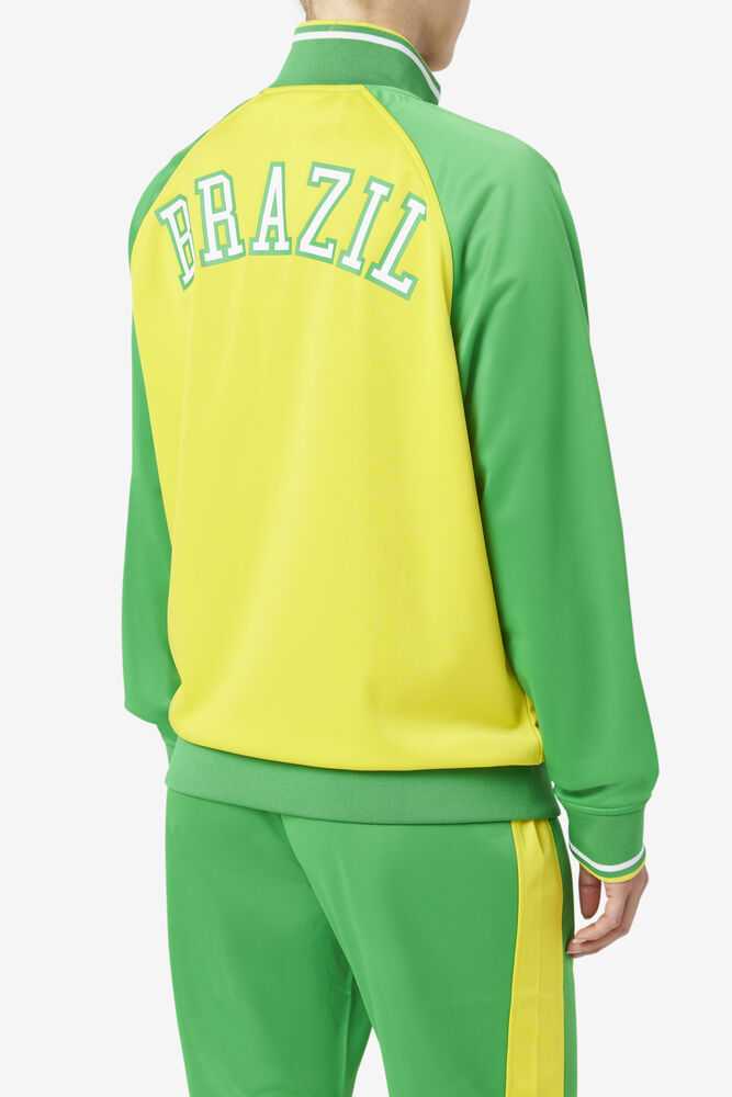 Yellow Green White Men's FILA Brazil Track Jackets | USA-16203