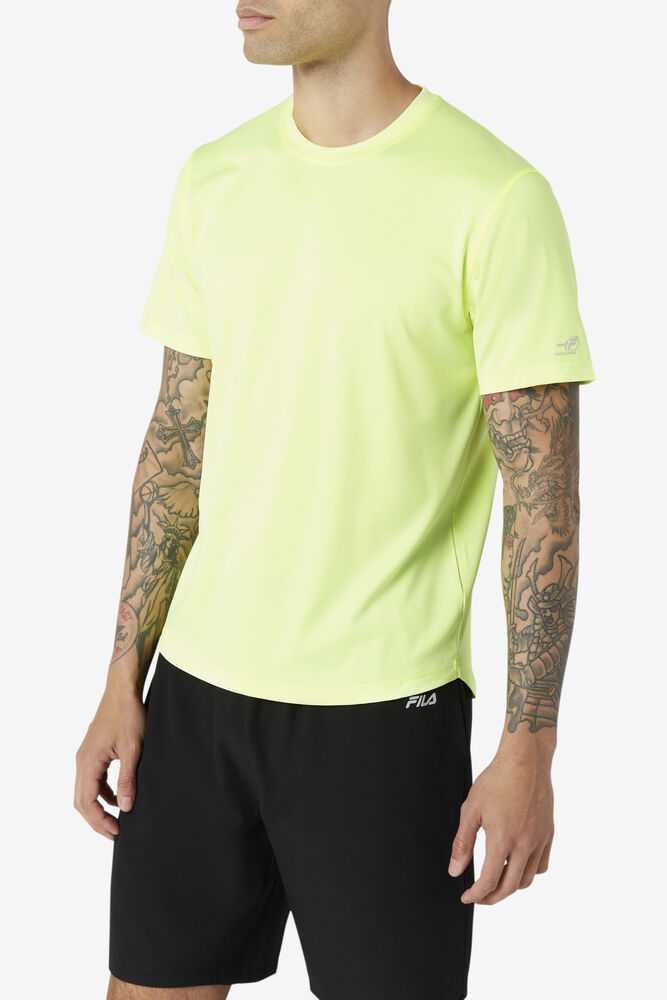 Yellow Men's FILA Pickleball Scallop Hem T-shirts | USA-16088