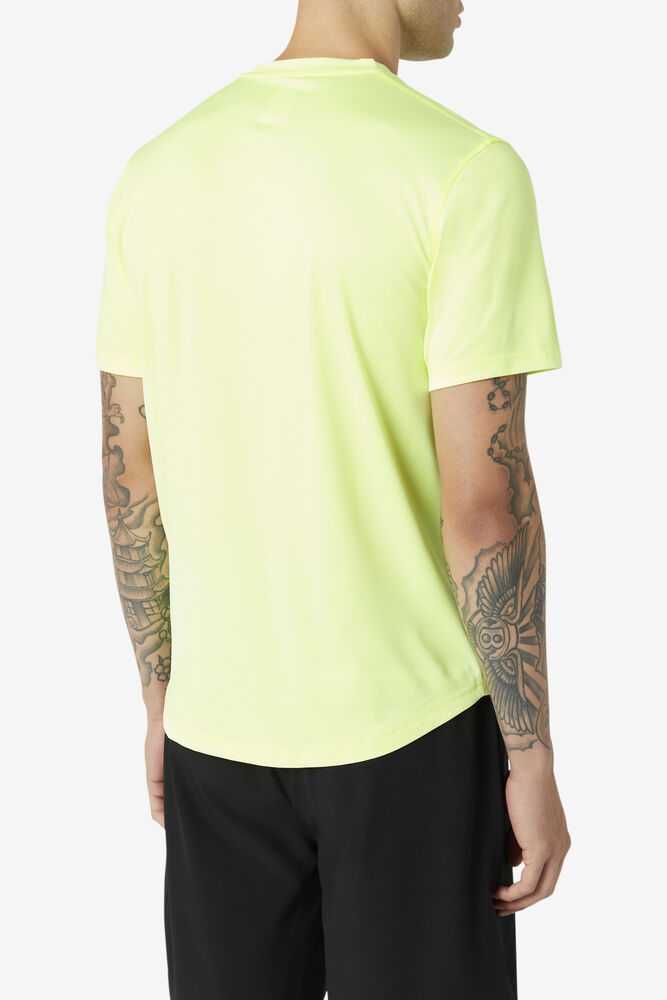 Yellow Men's FILA Pickleball Scallop Hem T-shirts | USA-16088