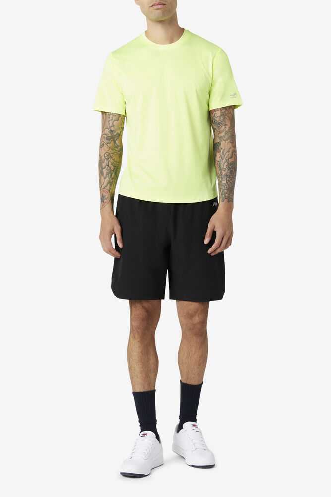 Yellow Men's FILA Pickleball Scallop Hem T-shirts | USA-16088