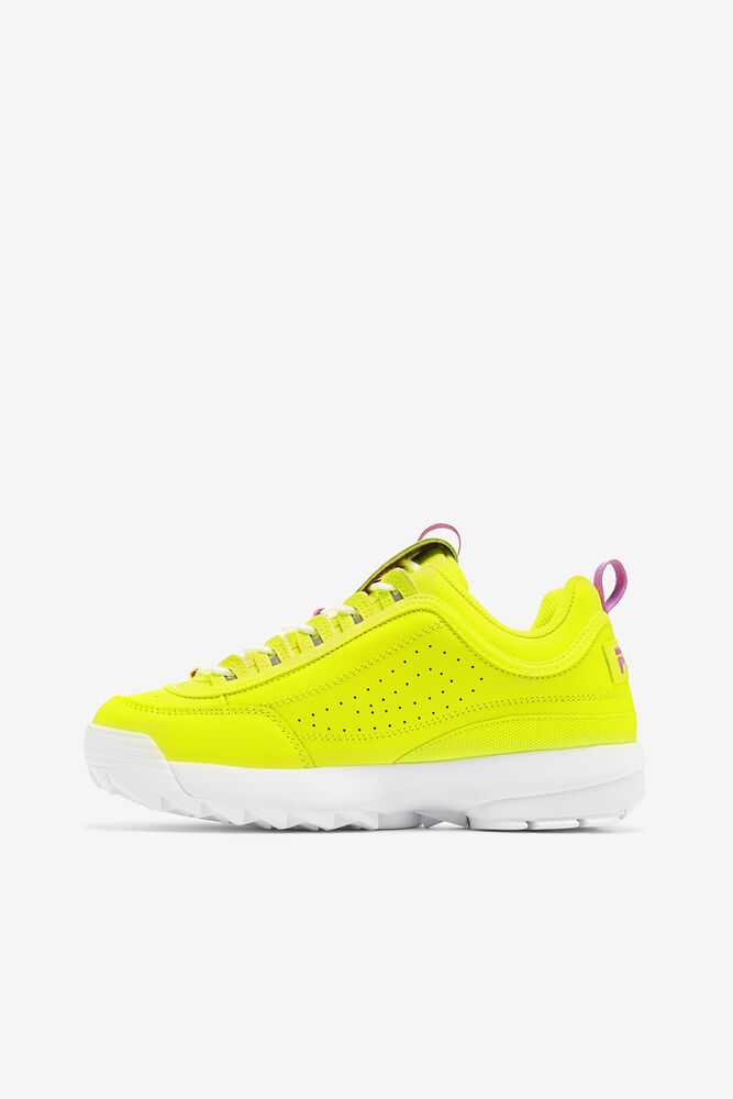 Yellow Purple Flower White Women's FILA Disruptor 2 Sneakers | USA-15905