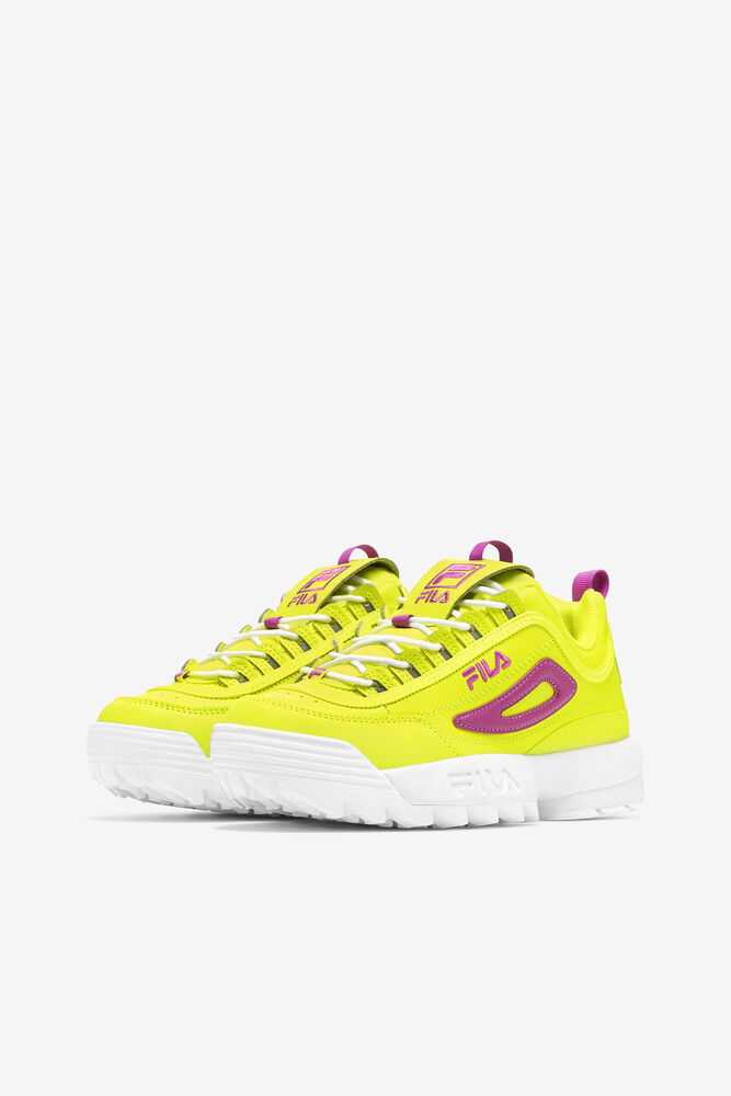 Yellow Purple Flower White Women's FILA Disruptor 2 Sneakers | USA-15905