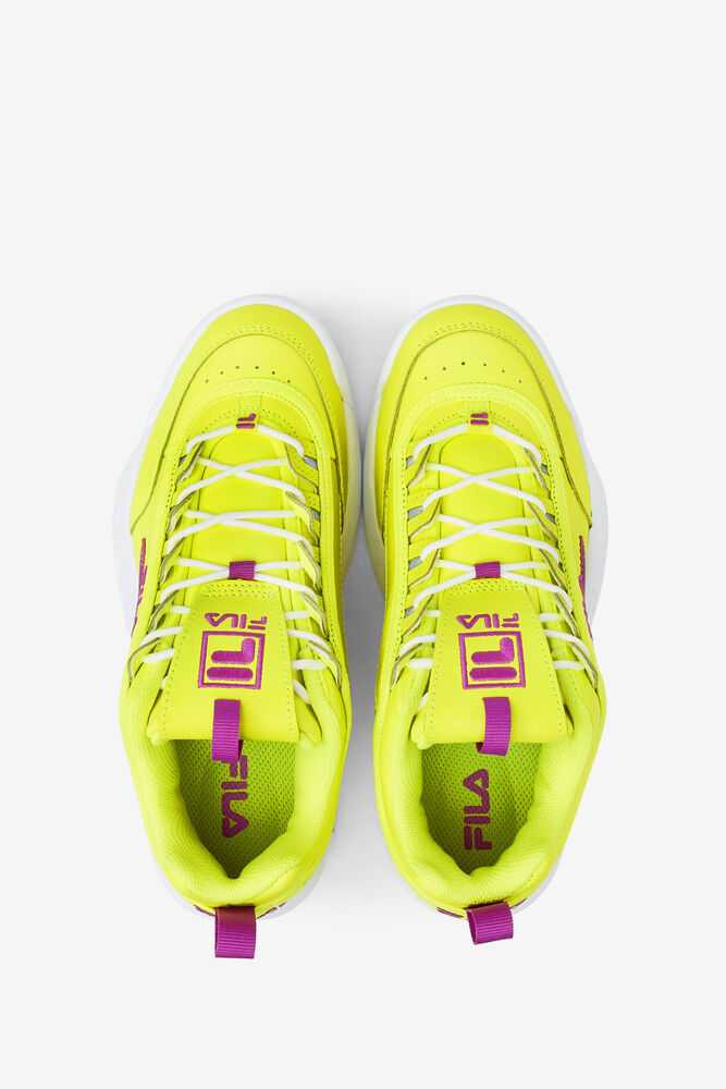 Yellow Purple Flower White Women's FILA Disruptor 2 Sneakers | USA-15905