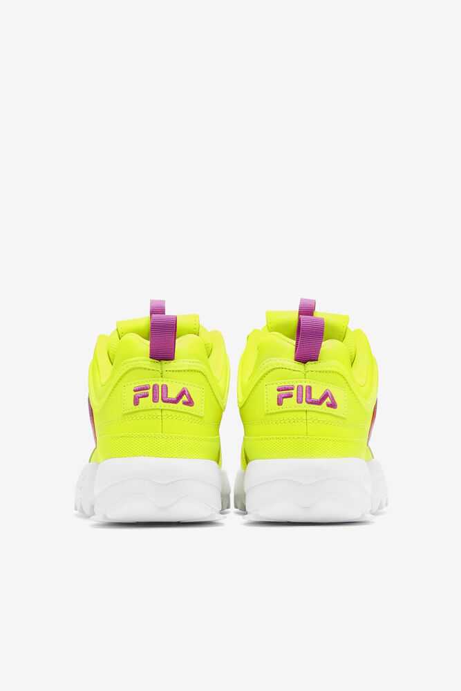 Yellow Purple Flower White Women's FILA Disruptor 2 Sneakers | USA-15905