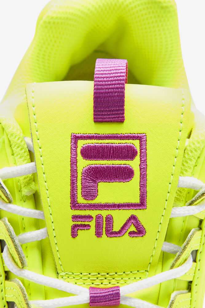 Yellow Purple Flower White Women's FILA Disruptor 2 Sneakers | USA-15905