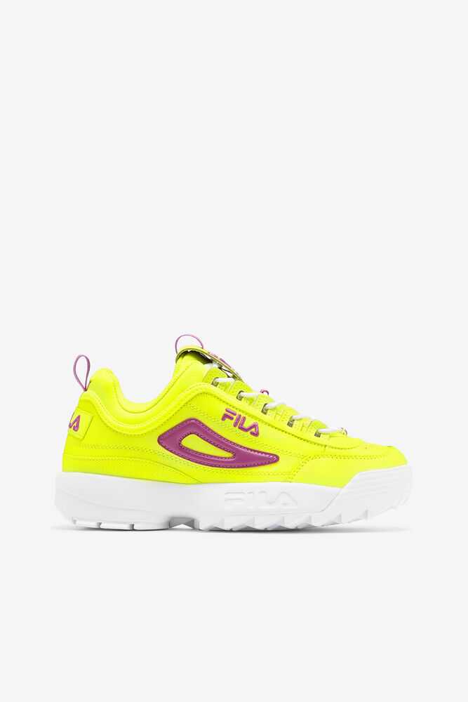 Yellow Purple Flower White Women\'s FILA Disruptor 2 Sneakers | USA-15905