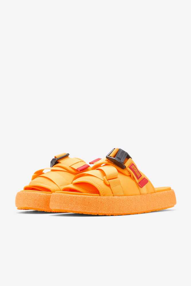 Yellow Red Men's FILA Atlas Slide Sandals | USA-652408