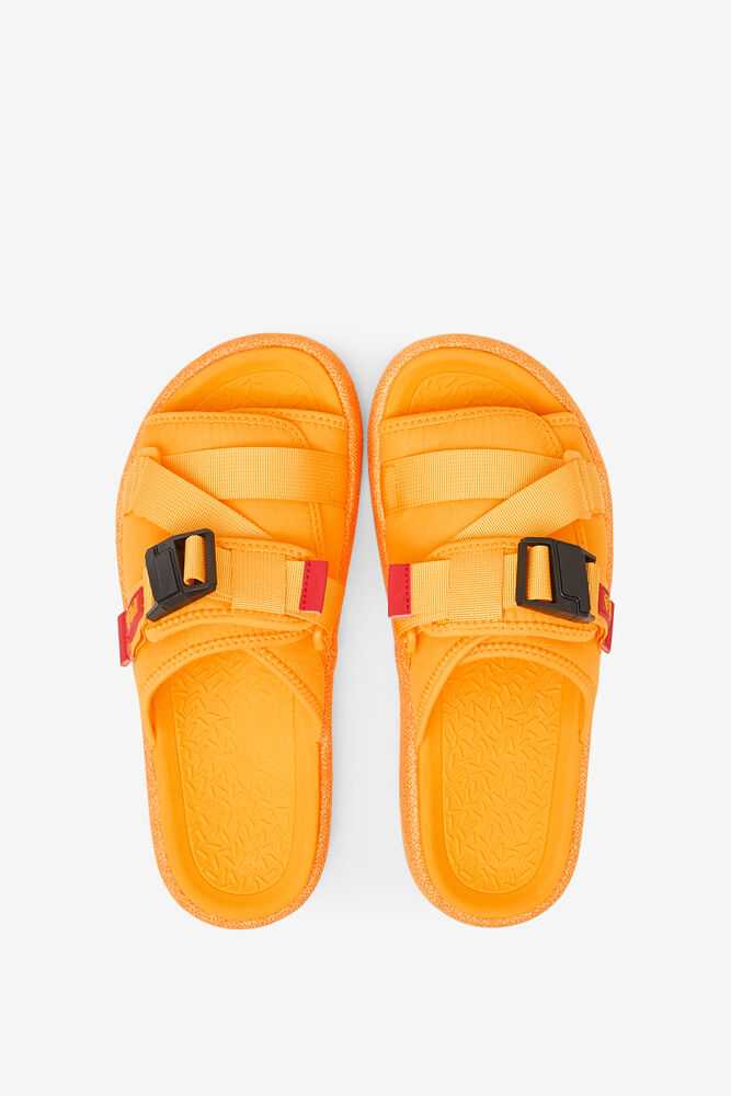 Yellow Red Men's FILA Atlas Slide Sandals | USA-652408